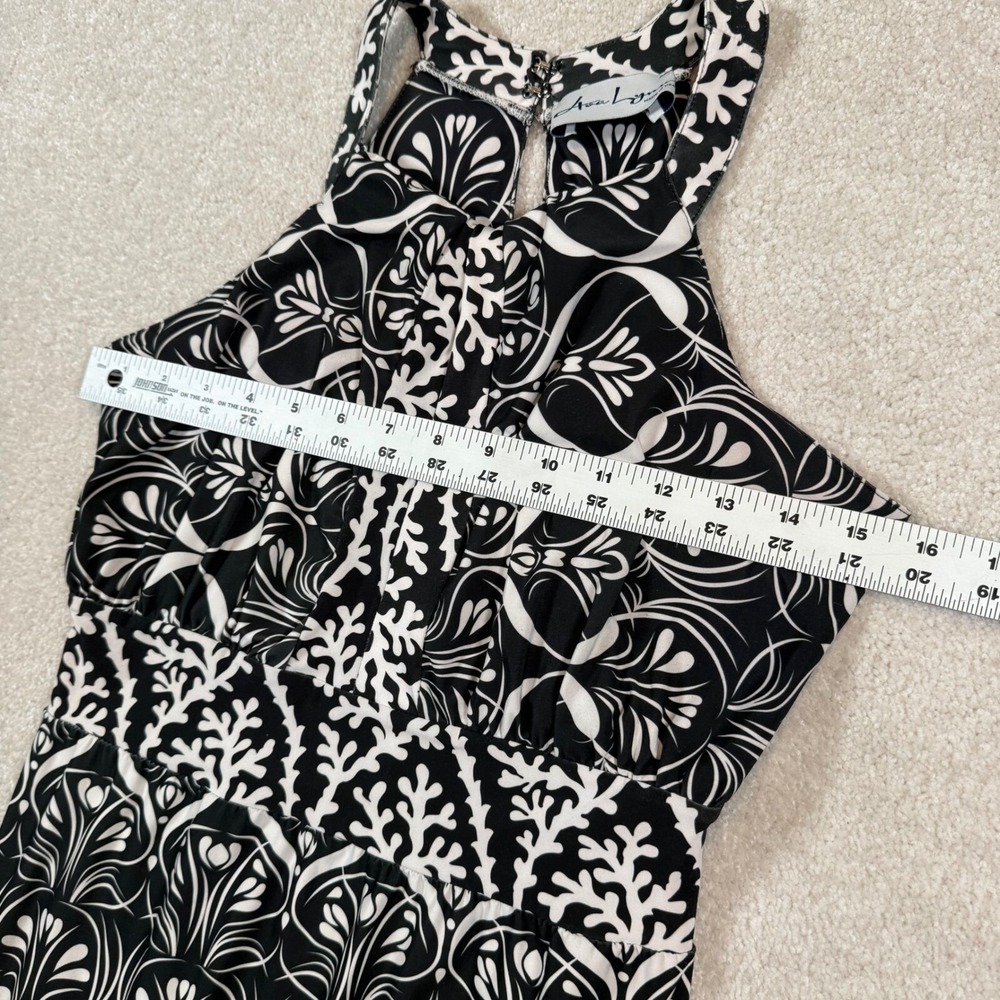 Ava Lynn Halter Dress Black White Sleeveless Party Cocktail Dress - Picture 6 of 8